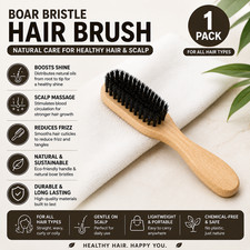 Boar Bristle Hair Brush Edge Control Slick Back Flyaway Beard Barber Styling