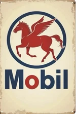 Mobil Exxon Retro Vintage Gas Gasoline Oil Tin Sign 8x12 inches Station U