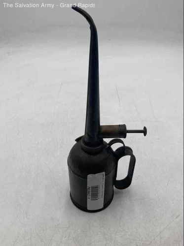 Vintage Railroad Black Metal Merchandise & Memorabilia Handled Oil Can