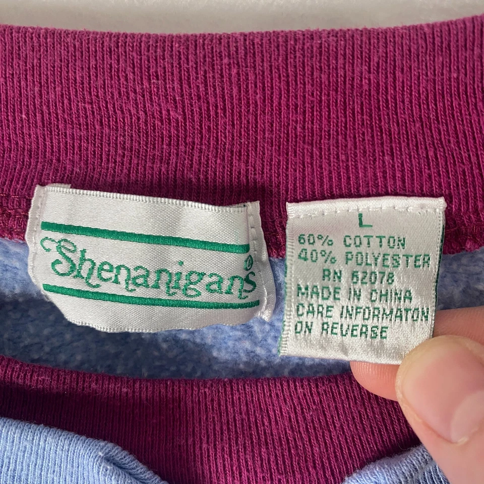 Sudadera de Colección Shenanigans Para Mujer Grande Azul Algodón Bordado Floral Pullover Foto 3 de 4