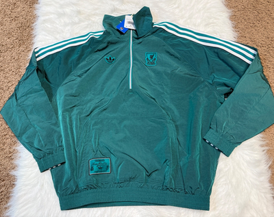 Adidas Liverpool FC Icons Green Men's Size Small Half-Zip Pullover