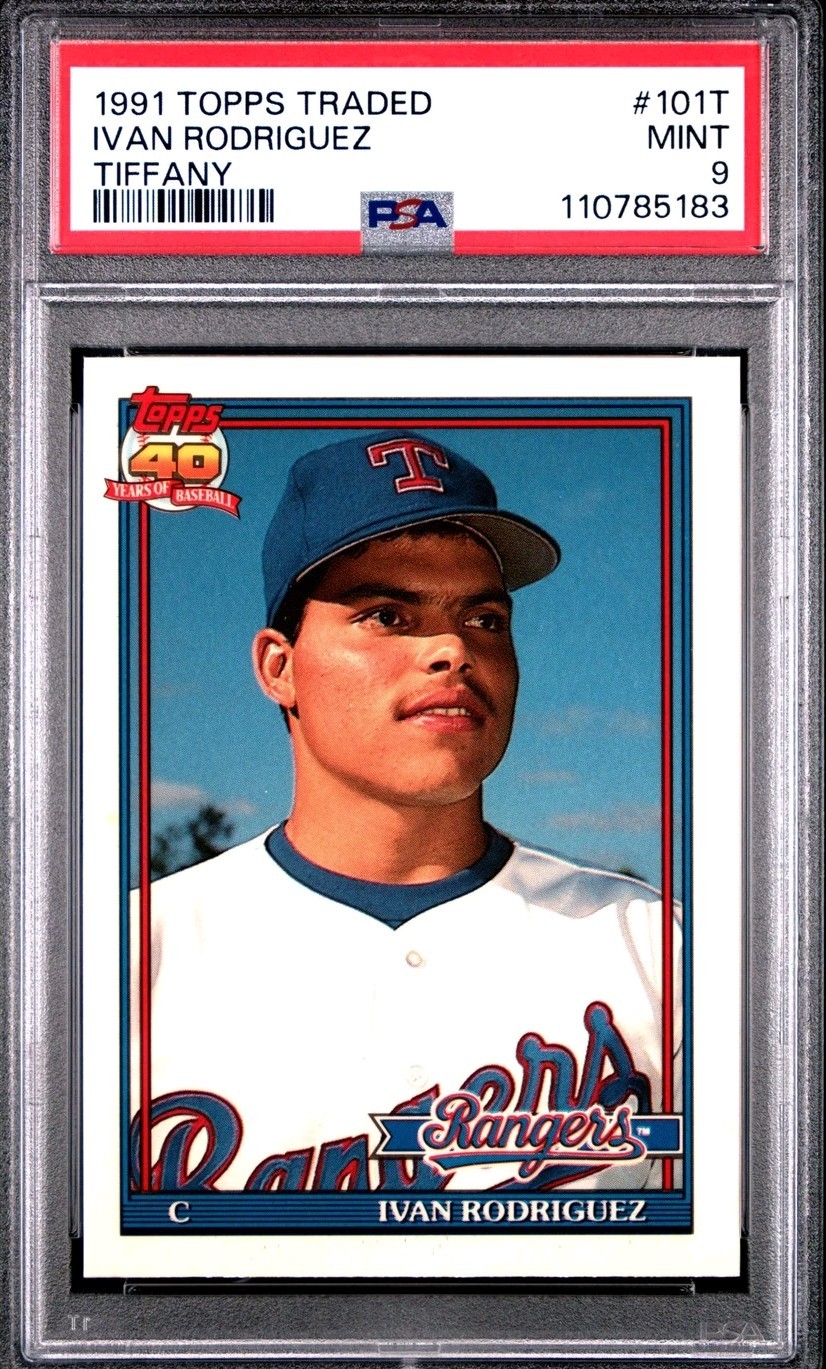 1991 TOPPS TRADED TIFFANY #101T IVAN RODRIGUEZ RC HOF PSA 9