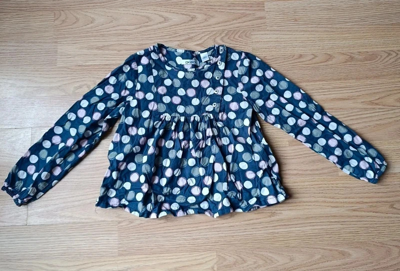 Lot De 2 T-shirts Okaïdi Pour Fille - Taille 14 Ans, Manches Longues Et Courtes, 100% Coton - Occasion Très Bon état