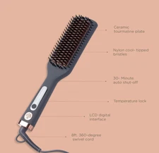 Hairitage Smooth Sailing Heated Ceramic Hair Brush for Straightening