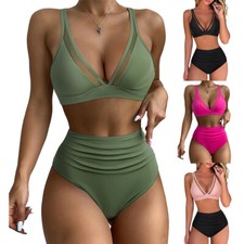 Women Padded Bikini Swimsuit Mesh One Piece Monokini Swimwear Swimming Costume -