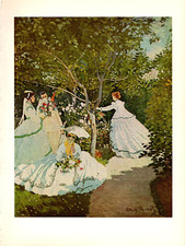 1960 Vintage CLAUDE MONET "WOMEN IN THE GARDEN" COLOR offset Lithograph Print