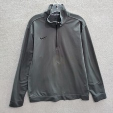 Nike Men Sweatshirt Large Black Dri Fit Logo Embroider 1/4 Zip Swoosh Mock Neck