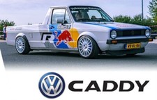 110 Rc Clear Body Shell - Vw Caddy Utepick Up With Vw Motorsport Stickers