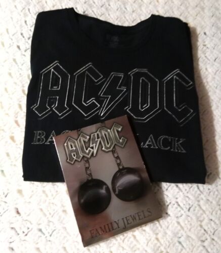 Vintage  AC/DC Back In Black T-Shirt Size XL Rock Band USA / BONUS 2 DVD SET - Picture 1 of 4