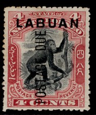 NORTH BORNEO - Labuan EDVII SG D3, 4c black & carmine, M MINT. Cat &pound;75. P 13&frac12;-14
