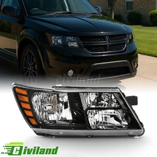 RH Passenger Side Headlight For 2009-2020 Dodge Journey w/Black Trim Headlamp