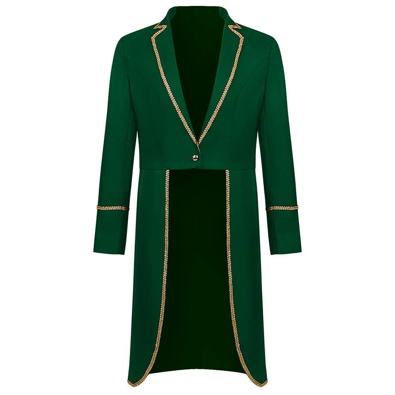 Men Medieval Retro Swallow-tailed Coat Mid-length Punk Jacket Suit Blazer Coat