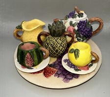 MINIATURE FRUIT THEMED TEA SET 10 Piece Popular Imports 1996