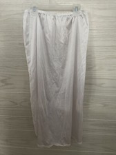 Vintage Vanity Fair White Skirt Half Long Slip Side Slit Lace Trim Size Large