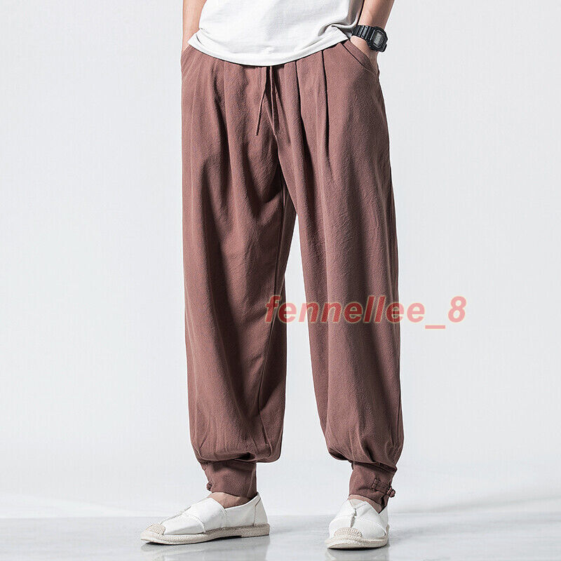 Men New Loose Fit Japanese Style Boho Sport Long Baggy Hakama