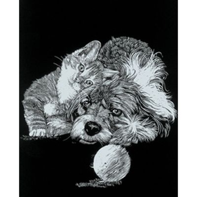 Mini Scraper Silber - Katze und Hund
