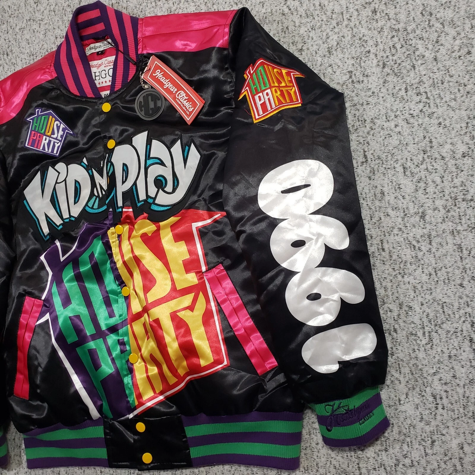 NWT Kid n Play House Party Satin Jacket Mens Medium Black Headgear Classics - product detail image 6
