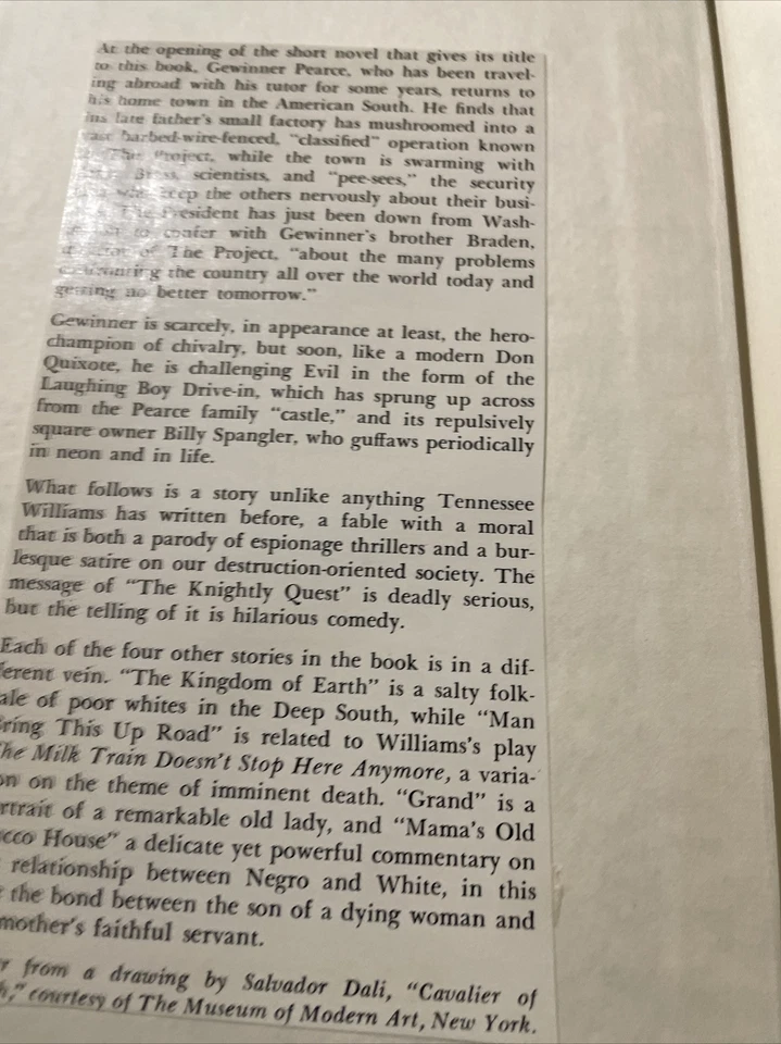 Tennessee Williams  The Knightly Quest 1966 Hardcover A Novella & Four Short Foto 3 de 4