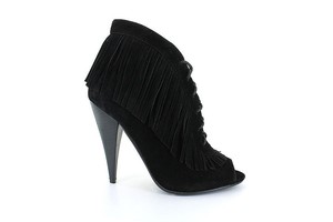 womens-shoes-size-13-Black-lace-up-fringe-bootie-heels-peep-toe-Hot-Tomato