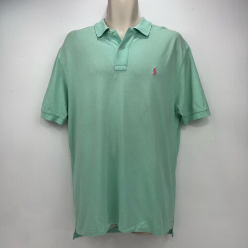 Ralph Lauren Poloshirt Herren Mintgrün Kurzarm Baumwolle UK Größe L "