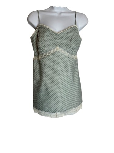 VTG Silk Lace Trim Babydoll Cami Tank Top Kawaii Elena Bella Stripe Y2K Fairy S - Picture 3 of 10