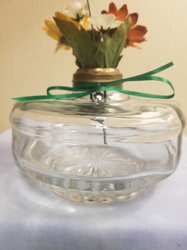 Vintage Clear Glass Kerosene Oil Lamp BASE ONLY Needs Burner & Wick GUC - Picture 2 of 24