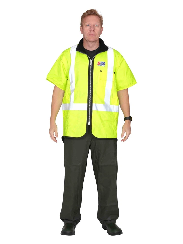 Stormline Stormtex 982TNS Class 3 Hi-Vis Waterproof Oilskin Vest, fleece lined - Image 2 of 4