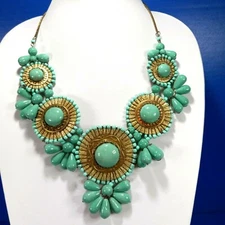 Jadite Green Color ZAD Statement Necklace Ceramic Beads @ Lone*Star*Treasures