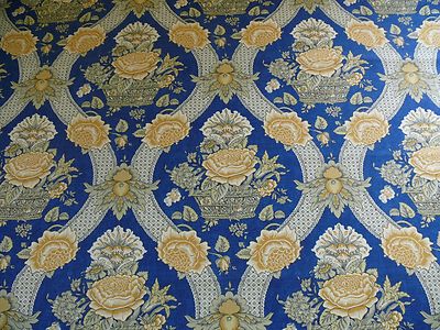 4Y BRUNSHWIG AND FILS CORBEILLE DE FLEURS BLUE GOLD FRENCH COUNTRY PRINT #934
