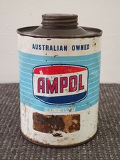 🔶️50s RETRO AMPOL AUSTRALIA GEARLUBE 90 OIL TIN CAN PETROL GAS MEMORABILIA 1QT.