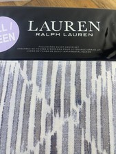 RALPH LAUREN AUSTIN DIAMOND GREY BLUE FULL QUEEN DUVET COVER SHAM 100 COTTON