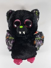 Ty Beanie Boo Dart Plush Black Bat with Multicolor Boo Print 7" Halloween