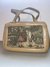 Vintage Tapestry Bag Beige Clasp Closure Purse CottageCore Floral