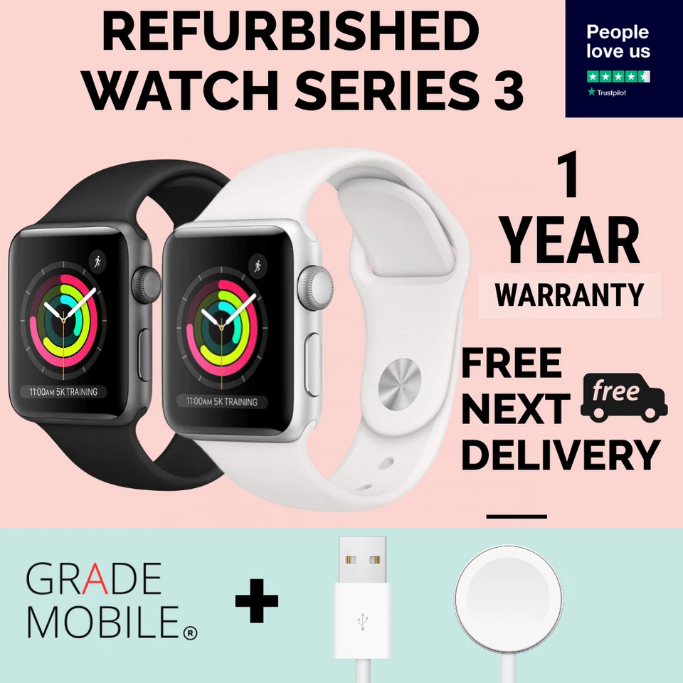 Apple Watch Series 3 Very Good Refurbished GPS/ 4G and 38/42mm - All Colours - Image 2 of 4