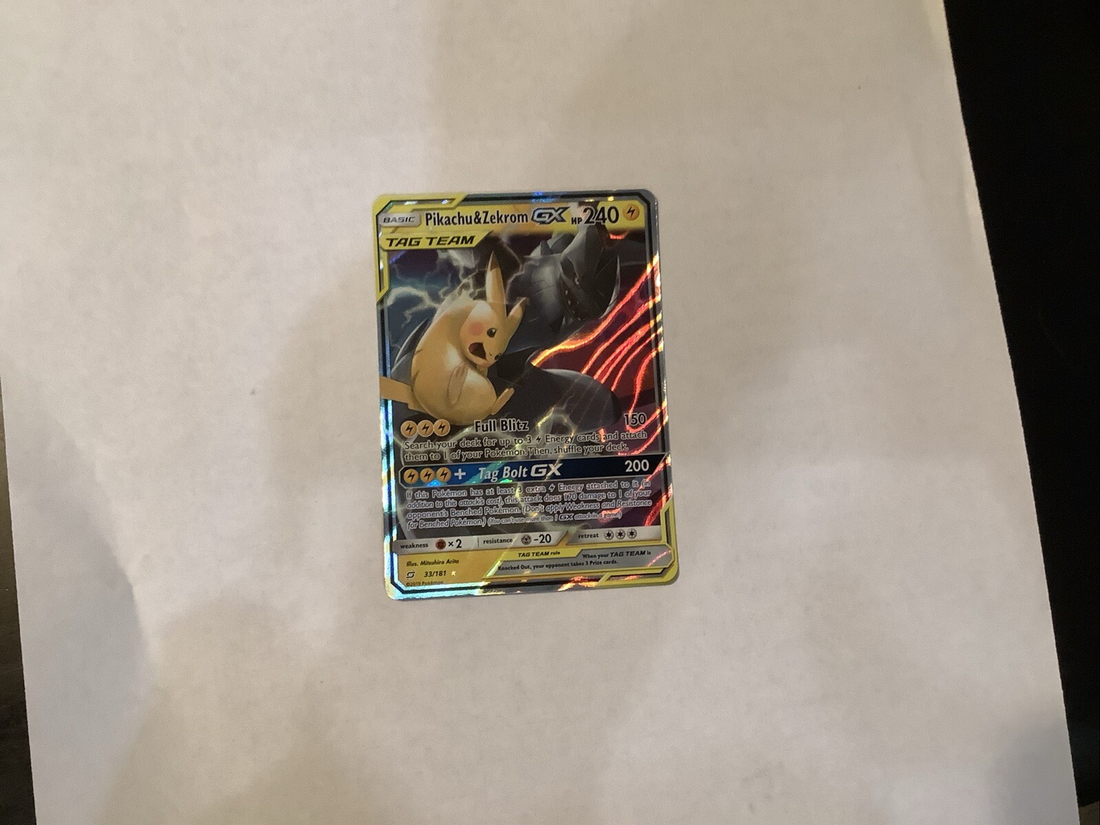 Pikachu & Zekrom GX 33/181 Sm-Team Up Holo