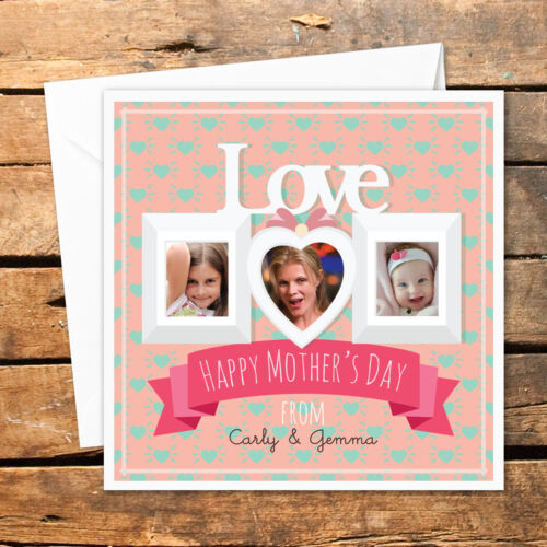 Handmade Personalised Happy Mothers Day Card Photo Mum Mom Birthday Christmas - Afbeelding 1 van 1