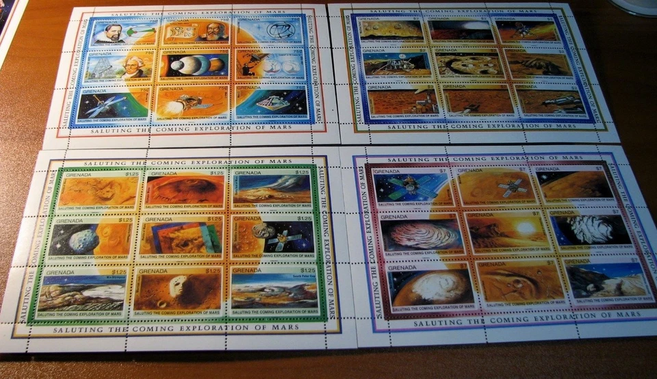 Hoja de recuerdo Granada extranjera Scott# 1999-2005 Exploración de Marte 1991MNH C504 Foto 2 de 4