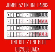 JUMBO BICYCLE 52 ON ONE CARDS - ONE RED AND ONE BLUE BICYCLE BACK