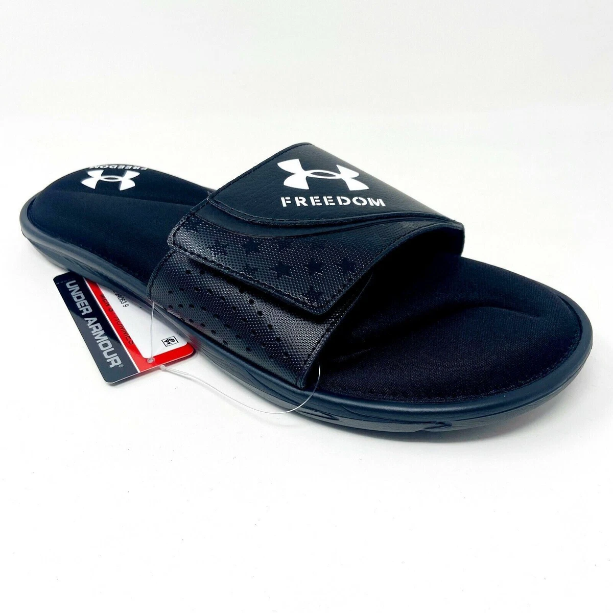 Under Armour Mens UA Ignite Freedom Slides 2 Black Adjustable