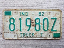 1982 Indiana License Plate 81980Z