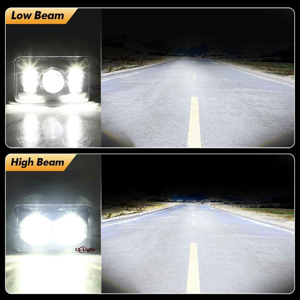 4pcs 10000LM 4x6" LED Headlamps Light Hi/Lo for Peterbilt Truck 357 378 379 320 - Image 2 of 4