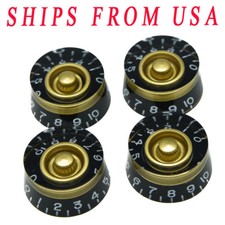 KAISH 4x LP Custom Control Knobs Speed Dial Knobs Black w/ Gold fits Les Paul