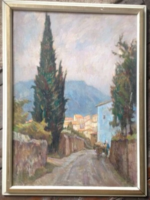 ::HANS OERTLE *1897 NÜRNBERG °CAMPIONE D ITALIA LOMBARDEI LUGANO ÖLGEMÄLDE ANTIK - Bild 1 von 4