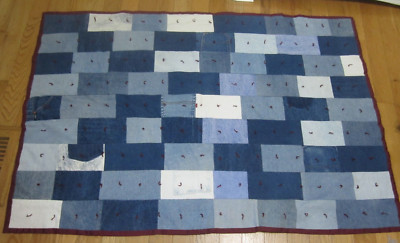 Handmade Recycled Blue Jean Patchwork Tied Throw 40'' x 58''