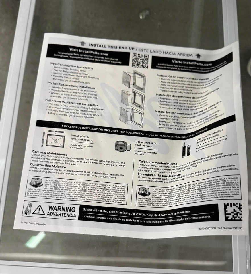 Ventanas abatibles serie Pella 250 - 107,5” x 71,5” - Vinilo blanco, caja abierta (2 piezas) Foto 4 de 4