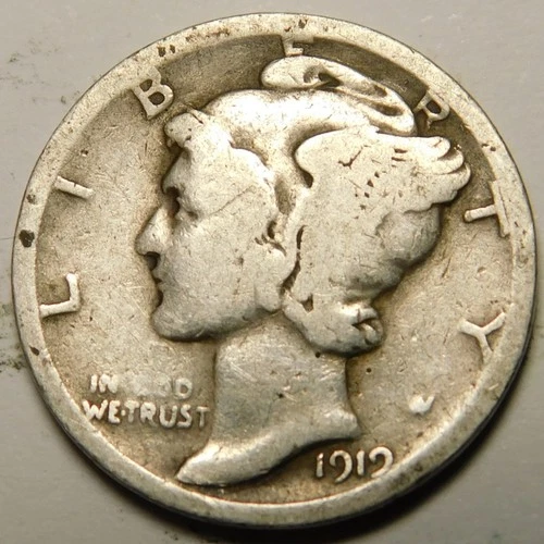 1919 S Mercury Dime 90% Silver G-VG  "Actual Coin Pictured - Not Cleaned"