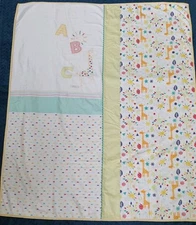 Mothercare Cot Blanket Coverlet fleece reverse ABC Sun Clouds Sunshine Showers