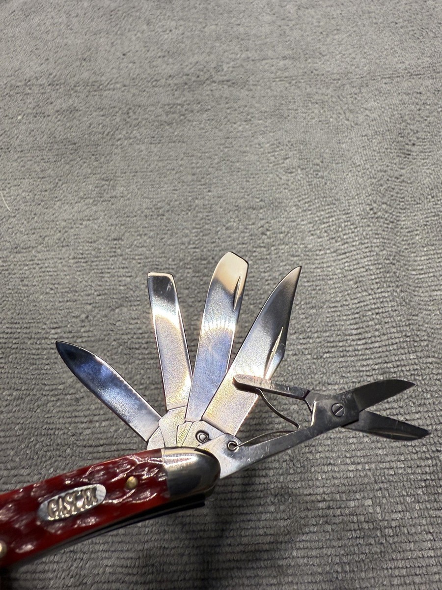 Rare 1996 Case Xx Red Bone “Big Nut” 5 Blade Peanut w/Scissors