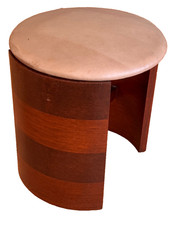 1935 Rohde Herman Miller East Indian Laurel Art Deco Burl Wood Stool Chair Vtg