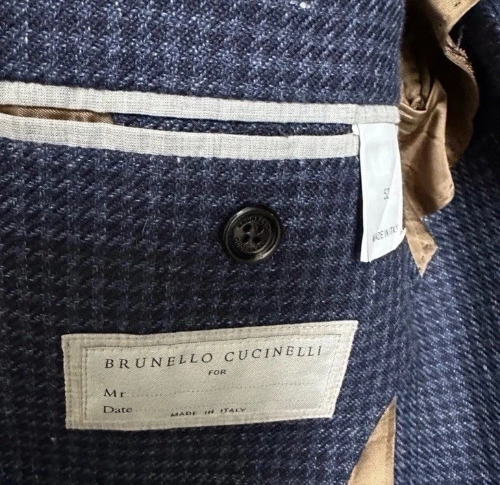 Brunello Cucinelli Шелковая Шерстяная Смесь Пик Лацкан Блейзер РЕДКИЙ ЗАКАЗ РЕКОМЕНДУЕМАЯ РОЗНИЧНАЯ ЦЕНА ПРОИЗВОДИТЕЛЯ $6,995 - Изображение 3 из 4